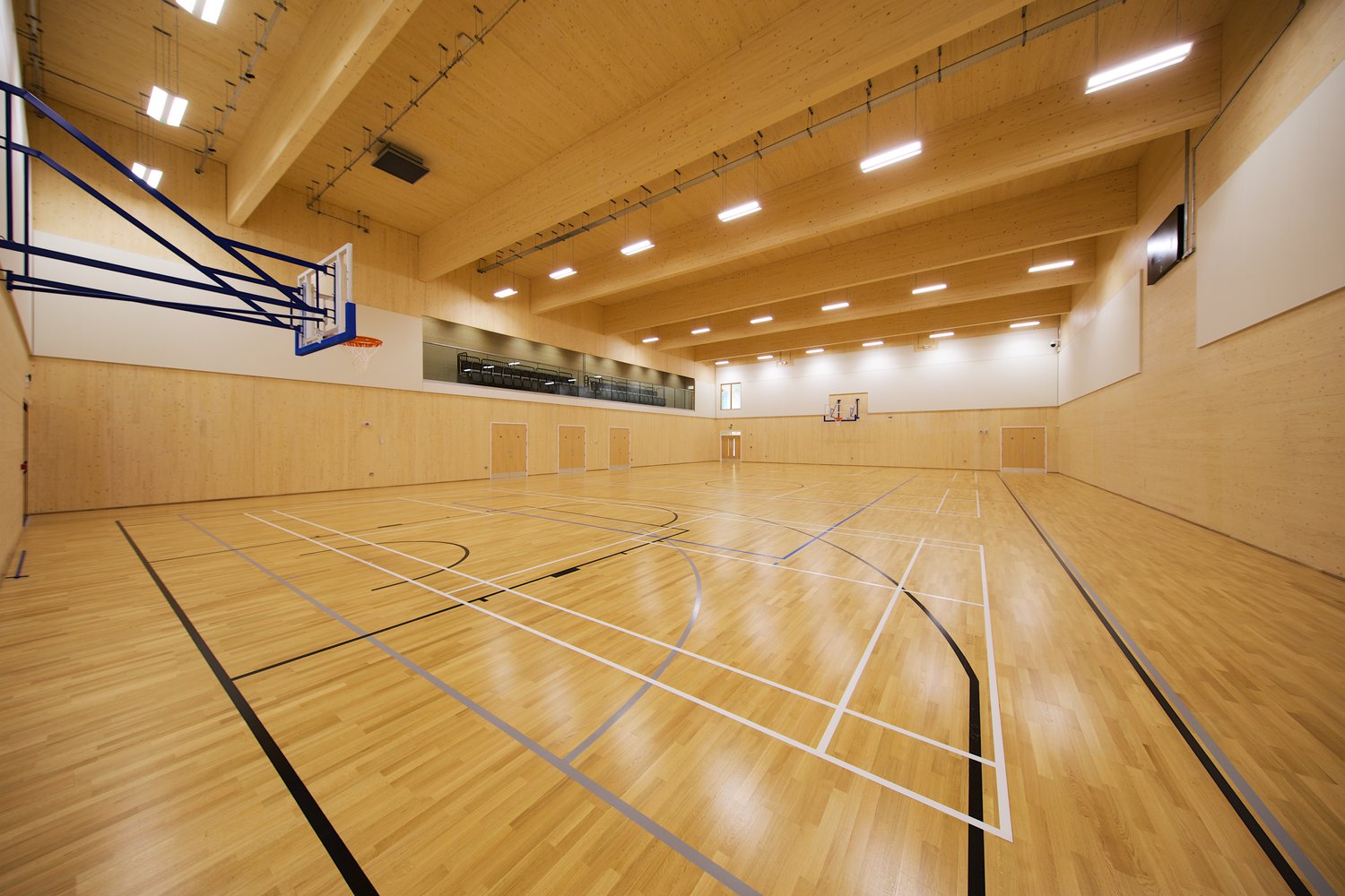 Modern indoor basketball court